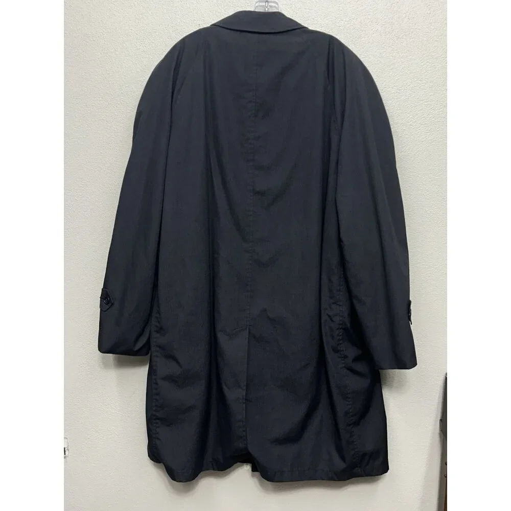Vtg Inca Timme Tuft Trench Coat Jacket Mens Sz 44 Alpaca Zip Off Lining Black